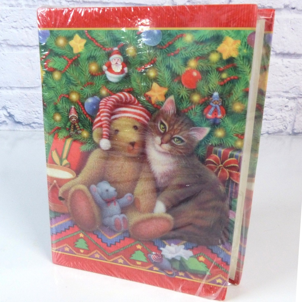 Hallmark Christmas Teddy Bear Kitten Photo Album Holiday Keepsake Holds 100 4x6 - Picture 8 of 8